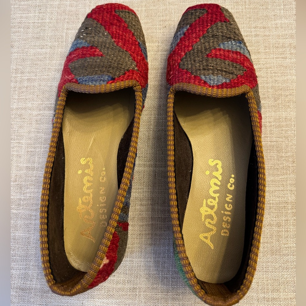 Artemis Design Co. Red, Gray & Blue Woven Flats